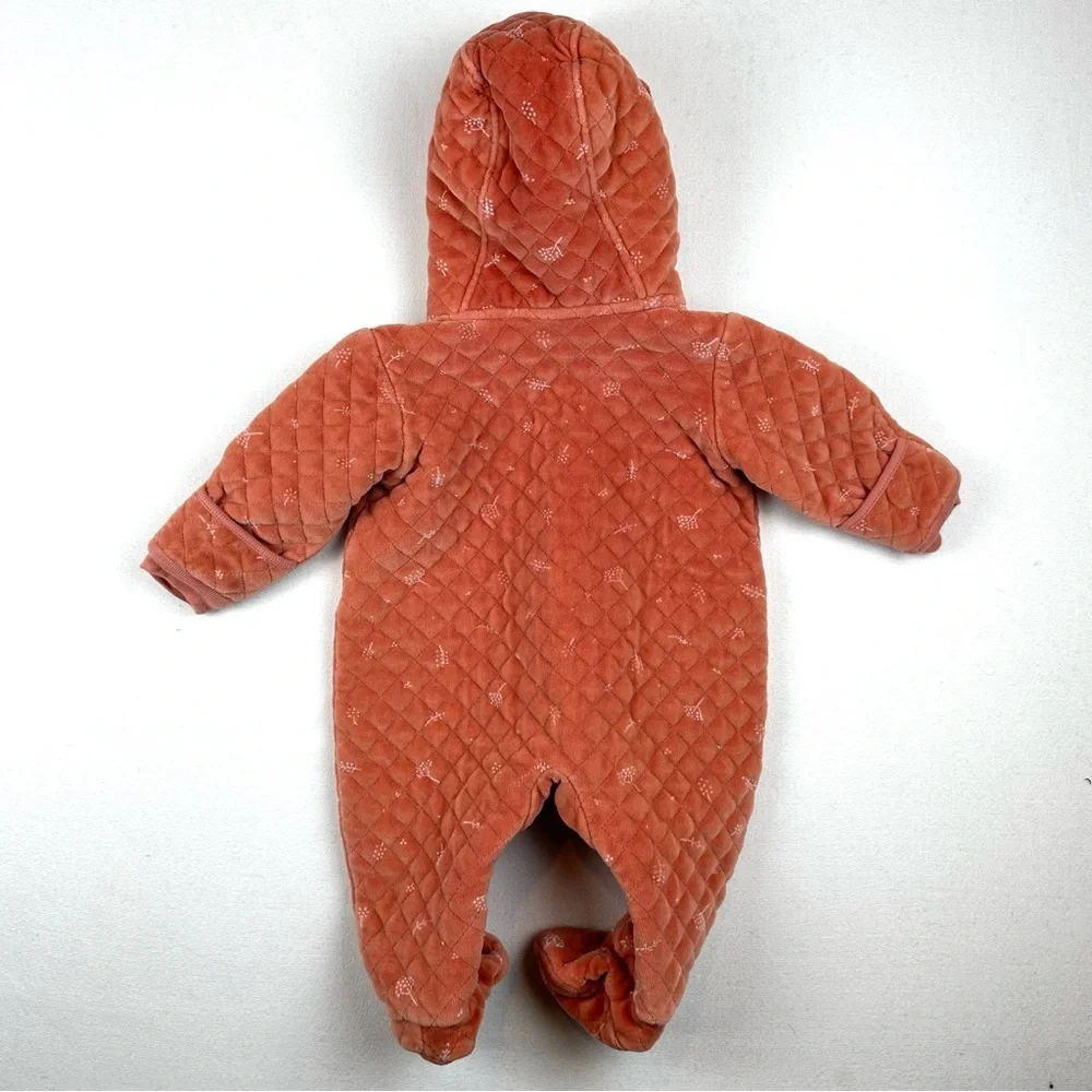 Nordstrom Baby Quilted Velour Bunting Floral Bear Ears Cozy Pink Desert Rose